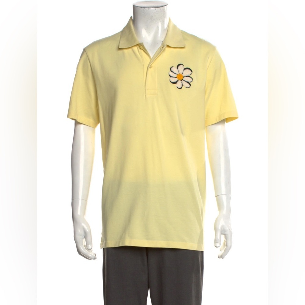 Sandro Light Yellow Polo with Daisy Embroidery